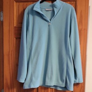 Woman Within Sky Blue Quarter-Zip Sweater